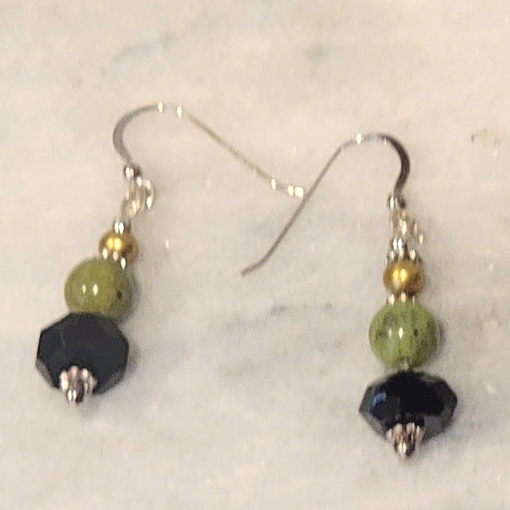 Jade Pearl Sterling Sterling Necklace Earring Set Rutimated Quartz 925 18.5" - Picture 3 of 9